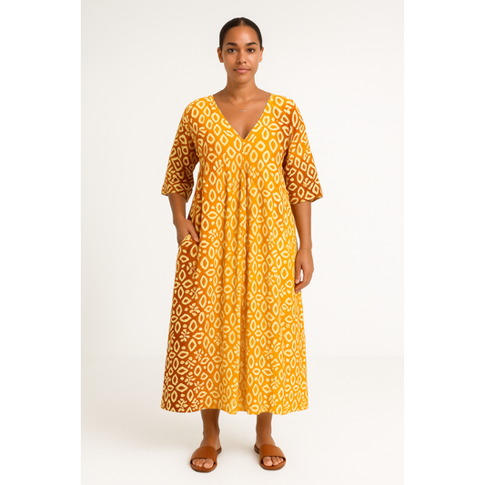 Boho-Kleid für Damen mit V-Ausschnitt